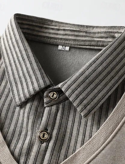 Men's Winter Warm Knit Shirt Collar Pullover 2 in 1