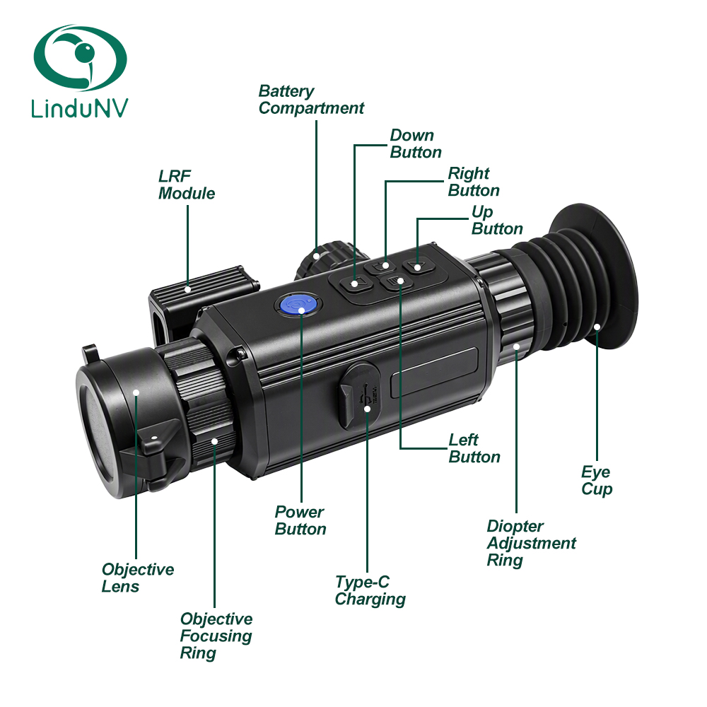 KT-LRF 50Hz Thermal Scope with 1000m Laser Rangefinder, Ballistic Calculator and WiFi