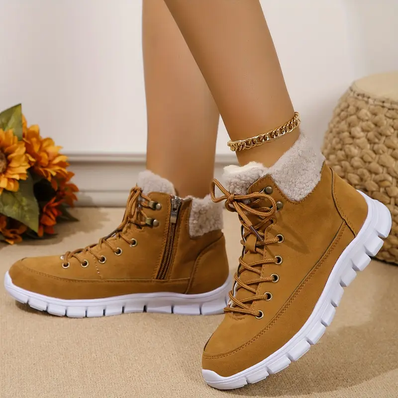 New Anti-slip Warm Lace-up Side Zipper Short Boots
