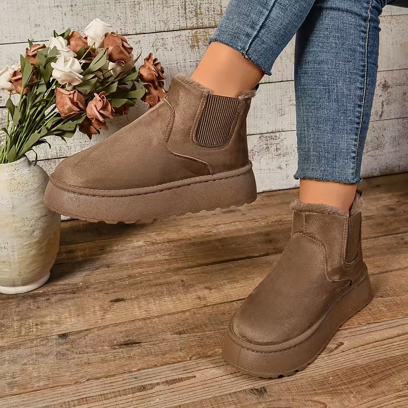 Women's Soft Fuzzy Collar Comfortable Elegant Ankle Boots 
