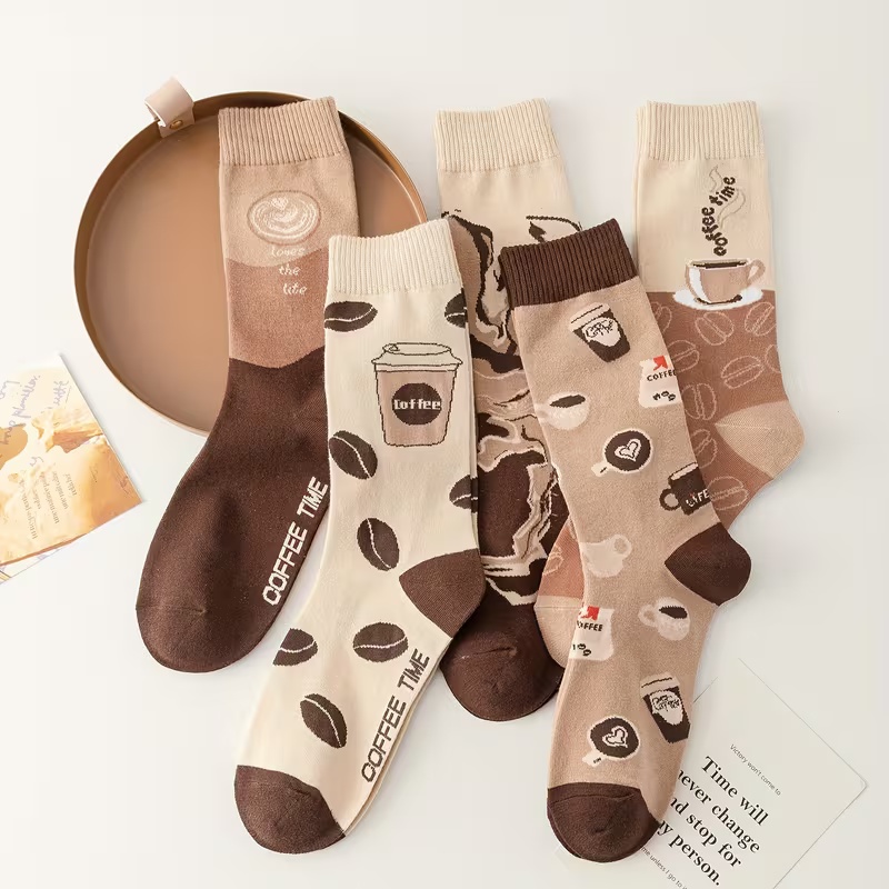 5 Pairs Women's Coffee-Themed Socks