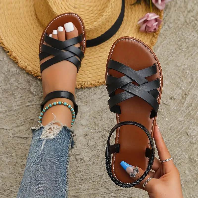 Solid Color Non-Slip Rubber Sole Flat Sandals