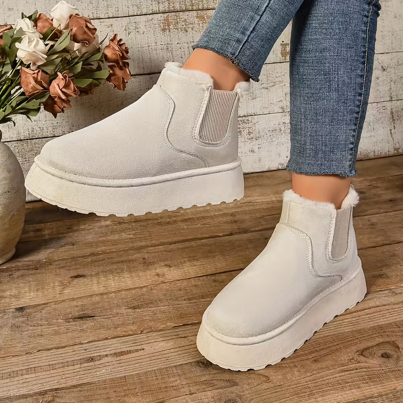 Women's Soft Fuzzy Collar Comfortable Elegant Ankle Boots 
