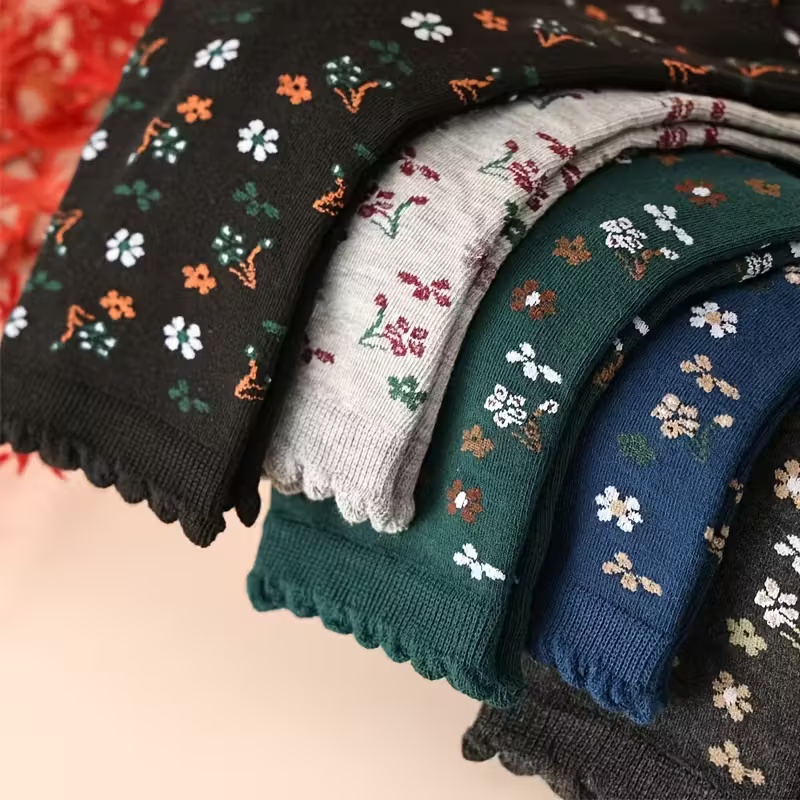 5-Pack Women's Mid-Calf Floral Print Socks
