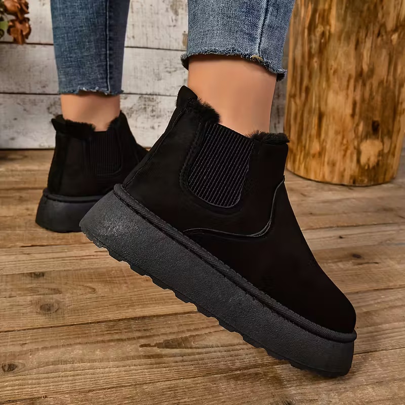 Women's Soft Fuzzy Collar Comfortable Elegant Ankle Boots 