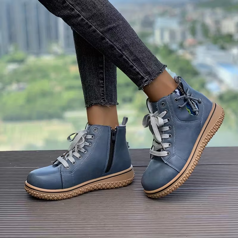 Women's Comfortable Lace-Up Thick Sole Ankle Boots