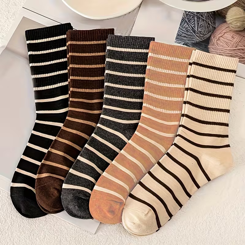 5 Pairs of Women's Striped Socks