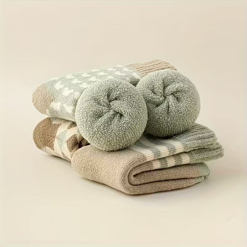 4 Pairs Women's Mid-Calf Fleece-Lined Socks