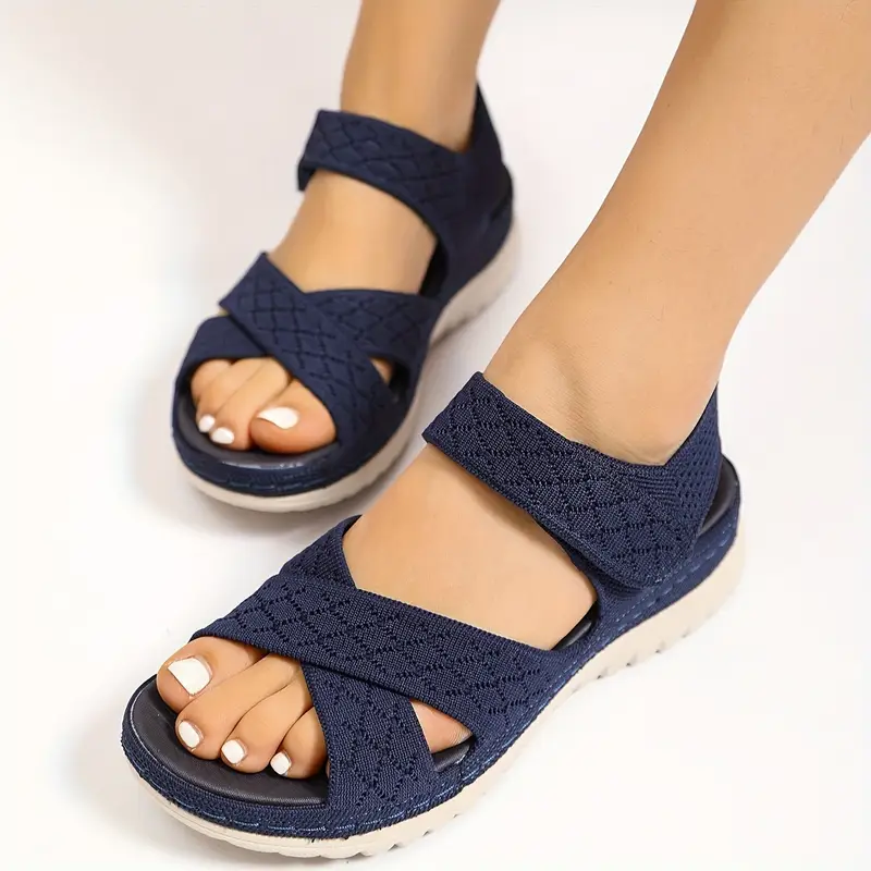 Women's Casual Woven Fabric Cut-Out Print Sandals 