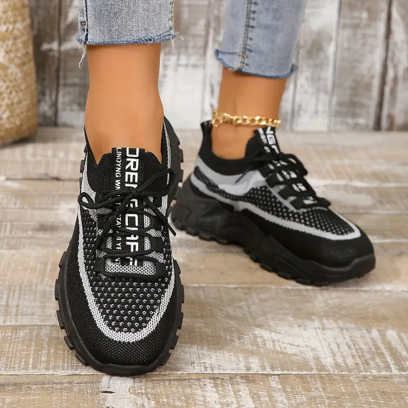 Women's Breathable Mesh Platform Casual Lace Up Sneakers