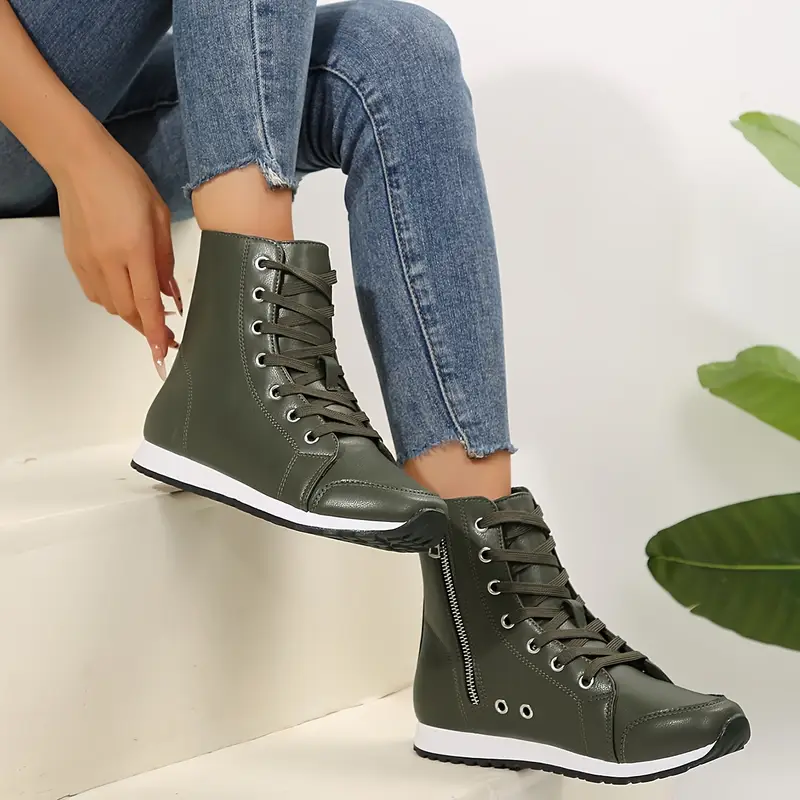 Zipper Lace-Up Comfortable Breathable Sports Ankle Boots