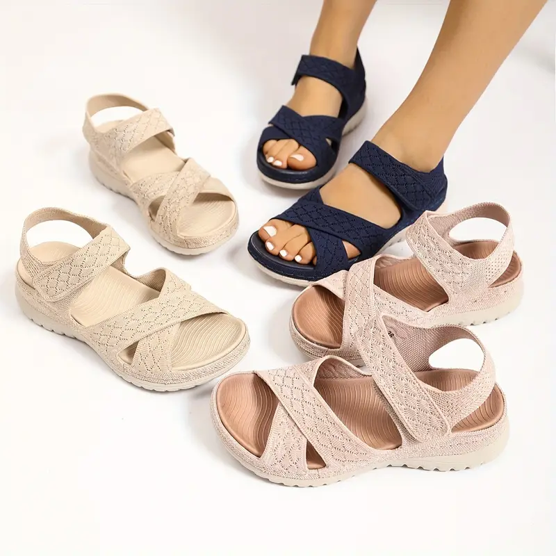 Women's Casual Woven Fabric Cut-Out Print Sandals 