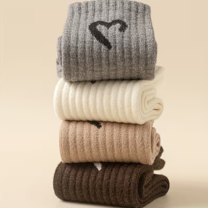 5 Pairs of Women's Semi-Heart Lightweight Breathable Socks