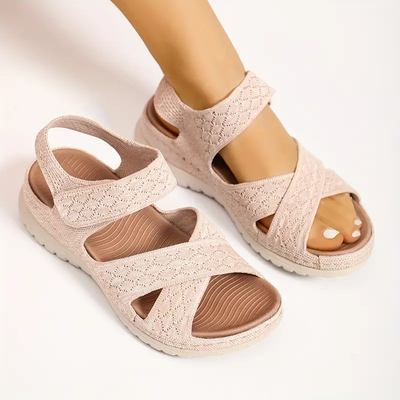 Women's Casual Woven Fabric Cut-Out Print Sandals 