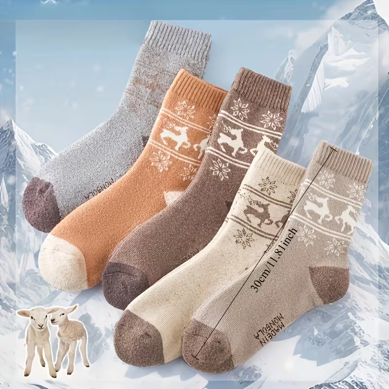 5-Pack Women's Wool Thermal Winter Socks
