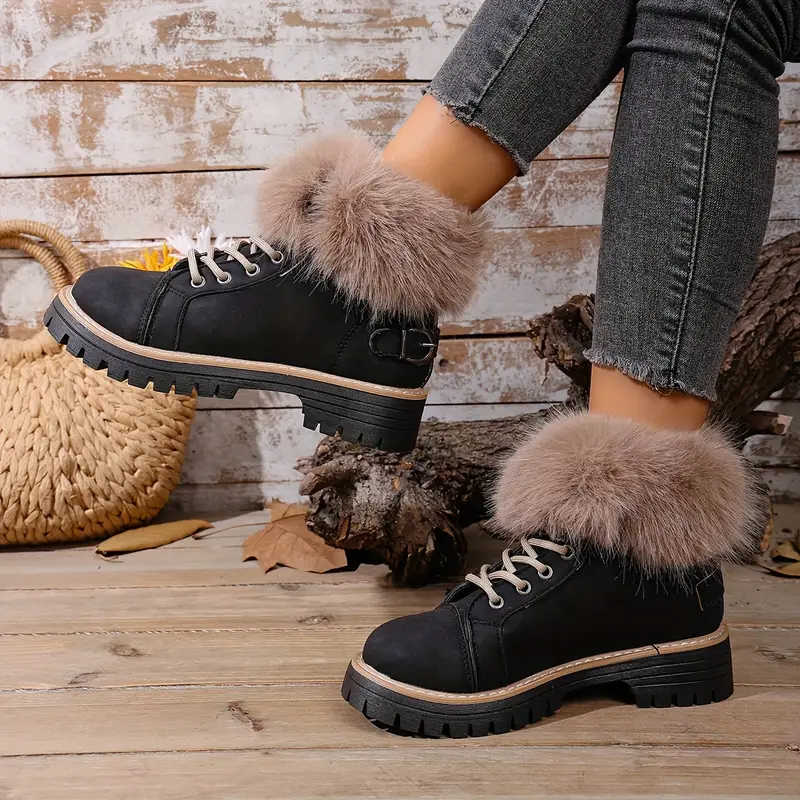 Women's Winter Lace-Up Closure Comfortable Ankle Boots
