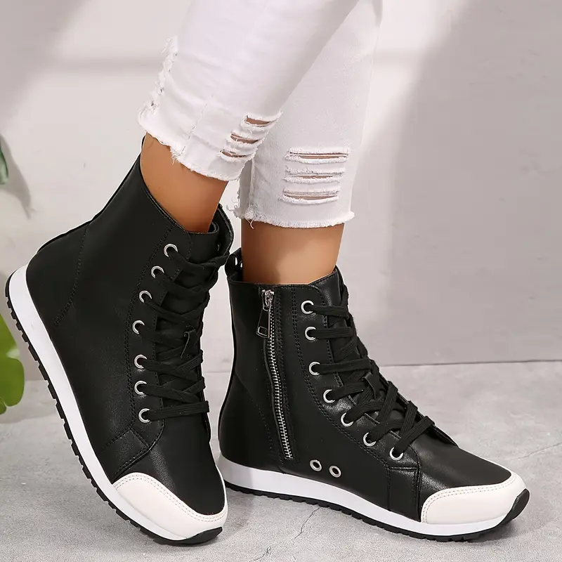 Zipper Lace-Up Comfortable Breathable Sports Ankle Boots