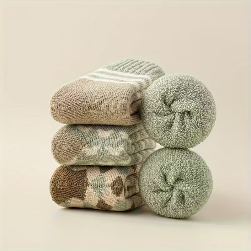 4 Pairs Women's Mid-Calf Fleece-Lined Socks