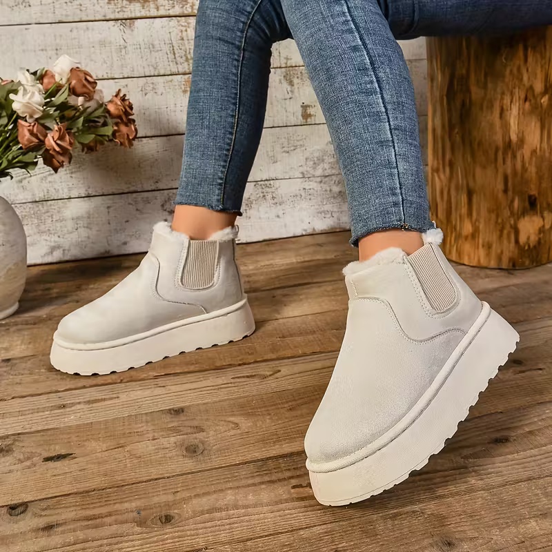 Women's Soft Fuzzy Collar Comfortable Elegant Ankle Boots 
