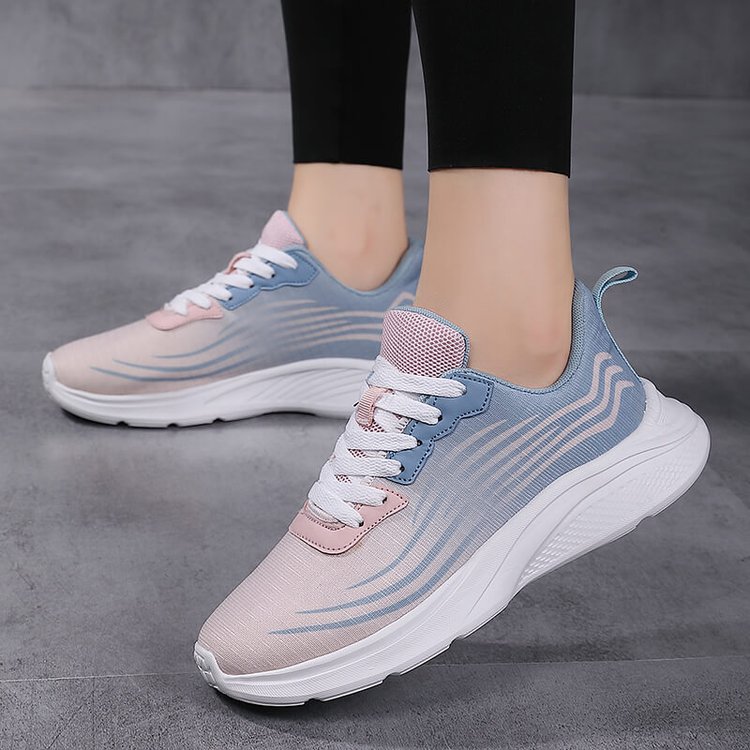 Women's Candy Color Lace-Up Mesh Sneakers