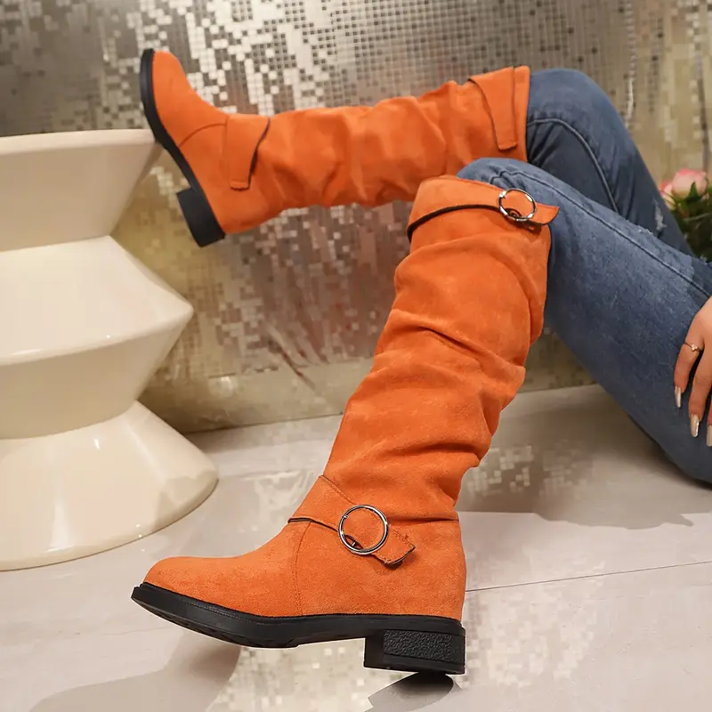 NEW ARRIVAL 50% OFF - Slim-fitting Chunky-heeled Suede Knight Boots