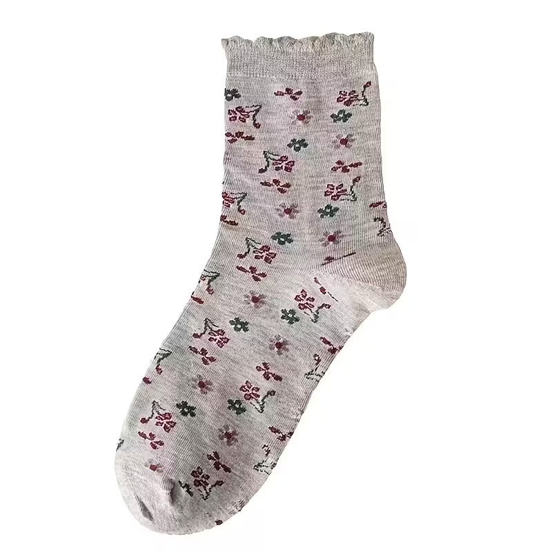 5-Pack Women's Mid-Calf Floral Print Socks