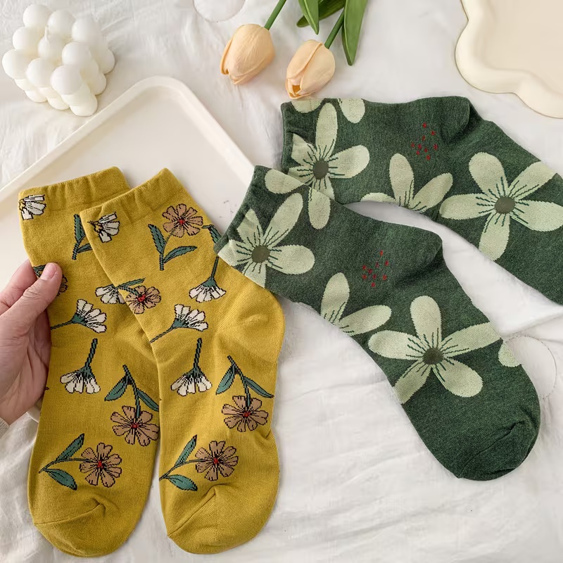 6-Pack Women's Floral Print Mid-Calf Socks