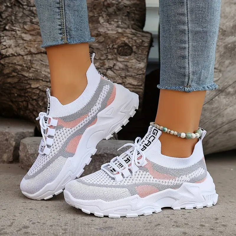 Women's Breathable Mesh Platform Casual Lace Up Sneakers