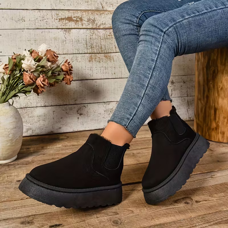 Women's Soft Fuzzy Collar Comfortable Elegant Ankle Boots 