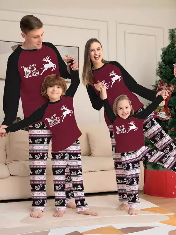 Deer Strip Print Christmas Parent-child Outfit Home Clothes