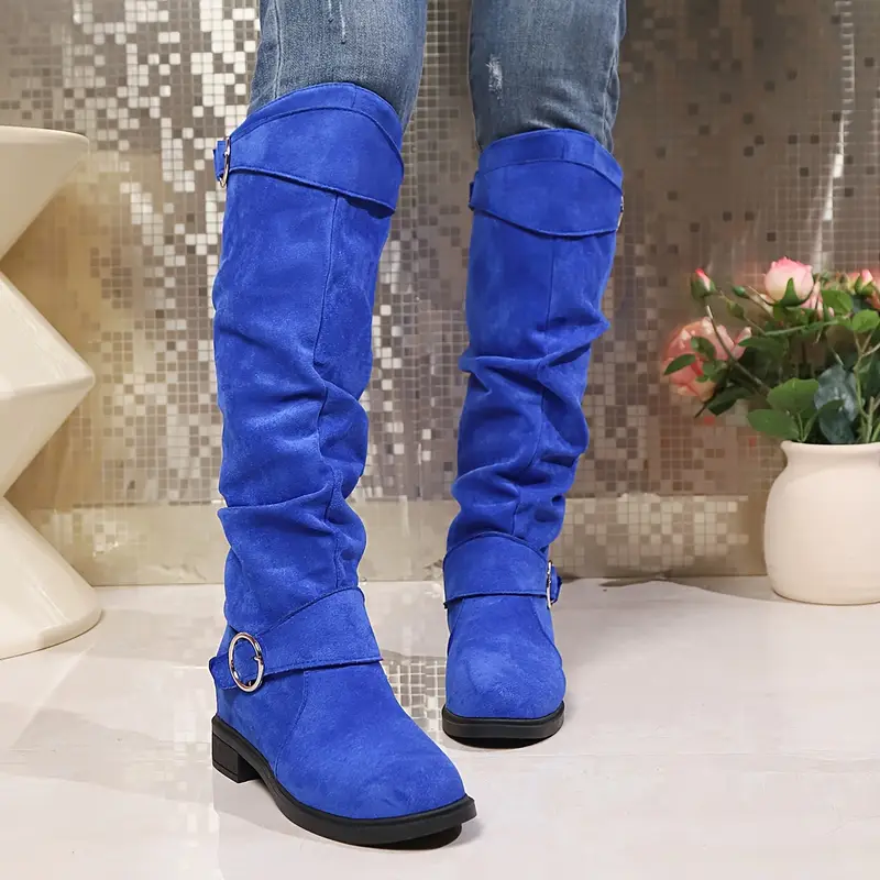 NEW ARRIVAL 50% OFF - Slim-fitting Chunky-heeled Suede Knight Boots
