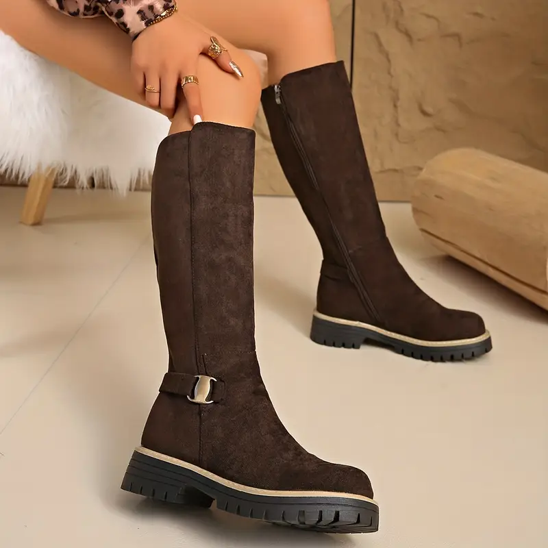 Thick Anti-Slip Rubber Sole Knee High Boots