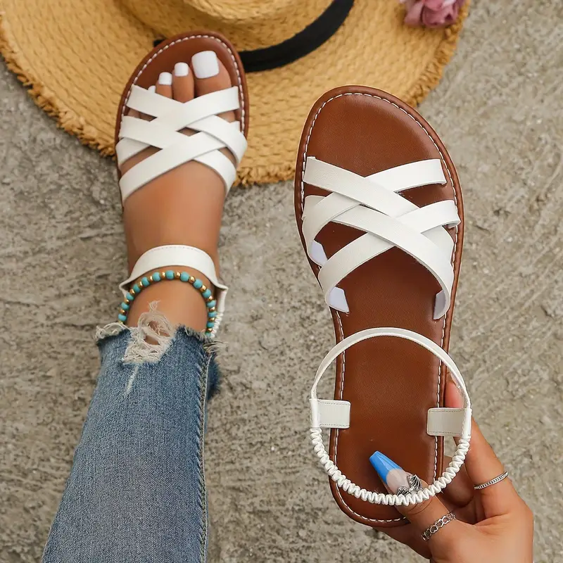 Solid Color Non-Slip Rubber Sole Flat Sandals