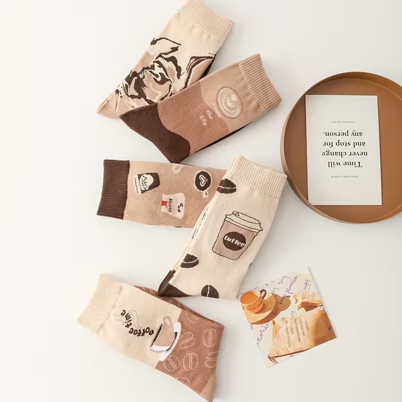 5 Pairs Women's Coffee-Themed Socks