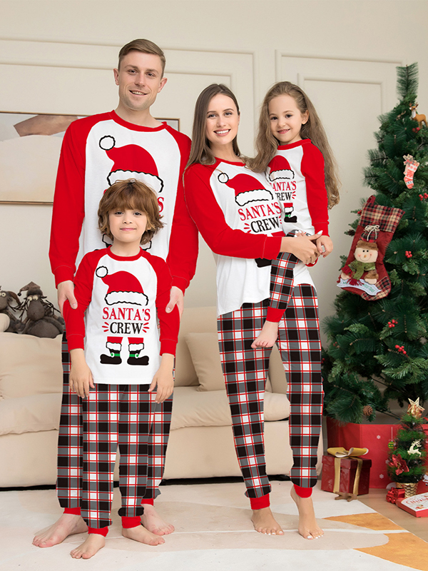 Christmas Santa Crew Printed Parent-Child Home Clothes