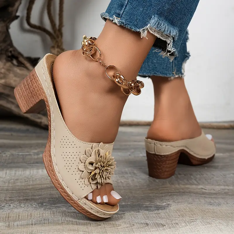 Women's Floral High Heel Sandals