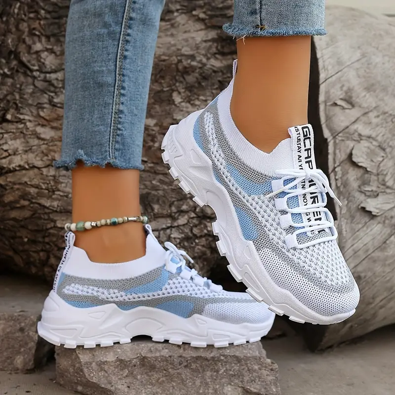 Women's Breathable Mesh Platform Casual Lace Up Sneakers