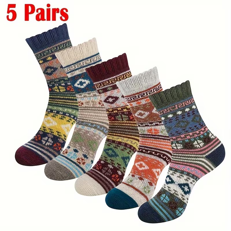 5 Pairs Women's Cozy Winter Socks