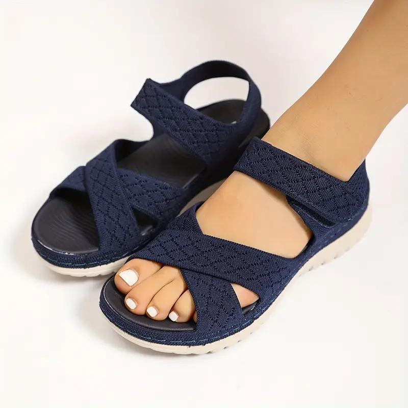 Women's Casual Woven Fabric Cut-Out Print Sandals 