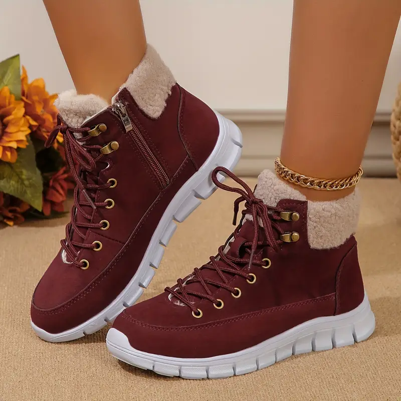 New Anti-slip Warm Lace-up Side Zipper Short Boots