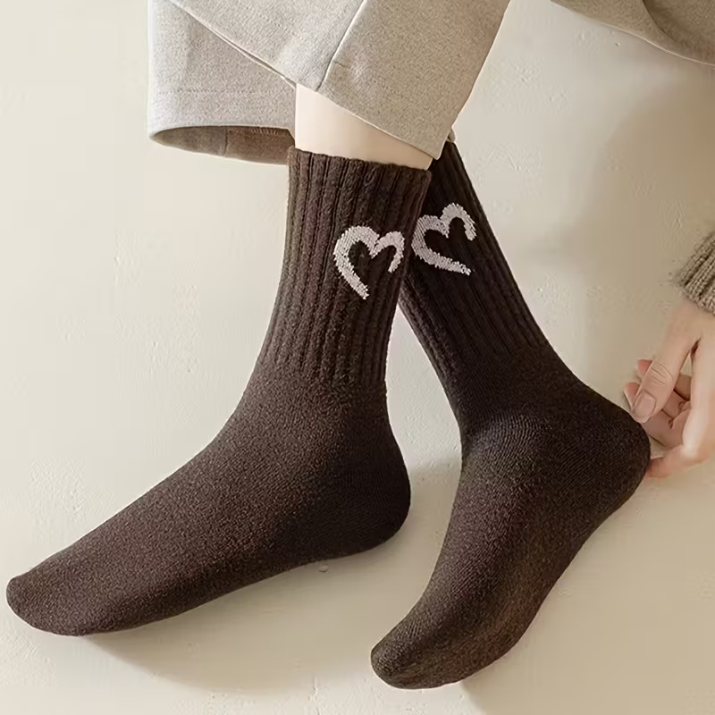5 Pairs of Women's Semi-Heart Lightweight Breathable Socks