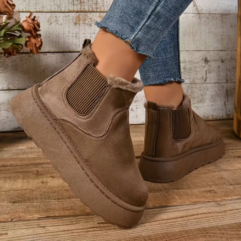Women's Soft Fuzzy Collar Comfortable Elegant Ankle Boots 
