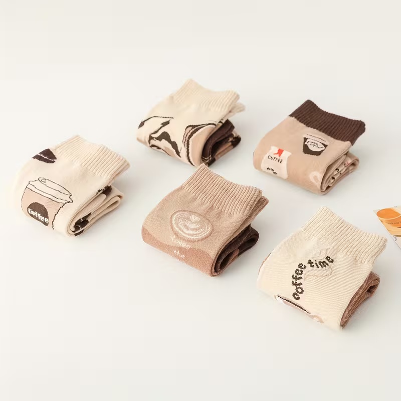 5 Pairs Women's Coffee-Themed Socks