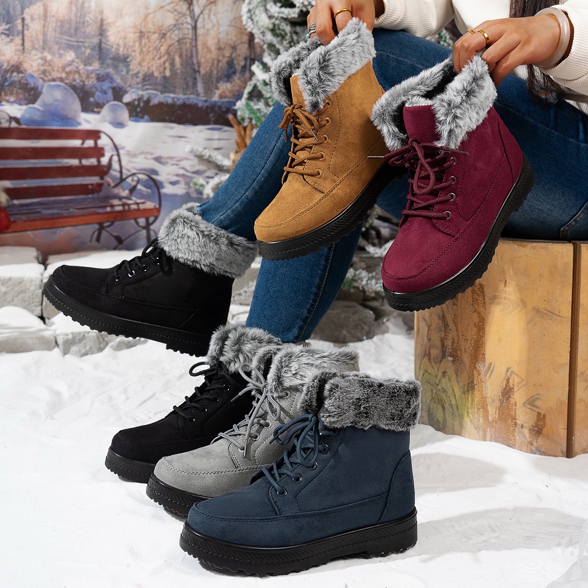 Women's Warm Lined Interior Breathable Winter Boots