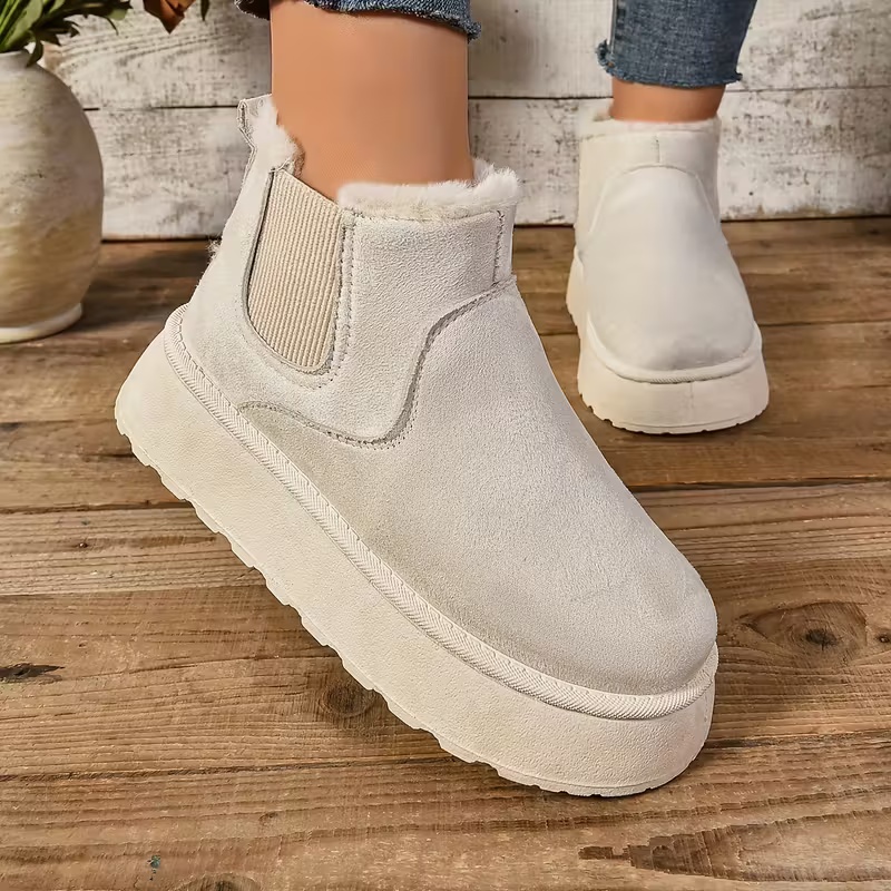 Women's Soft Fuzzy Collar Comfortable Elegant Ankle Boots 