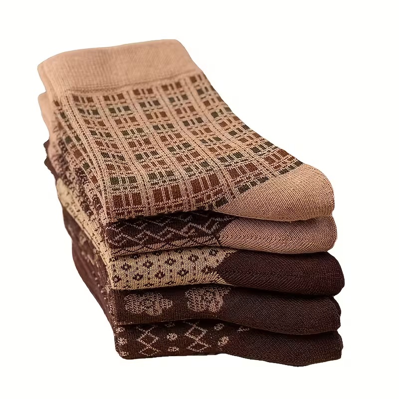 5 Pairs Women's Floral & Plaid Print Socks