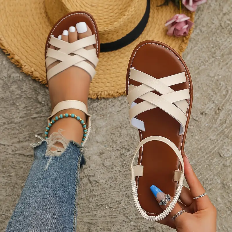 Solid Color Non-Slip Rubber Sole Flat Sandals