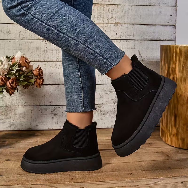 Women's Soft Fuzzy Collar Comfortable Elegant Ankle Boots 