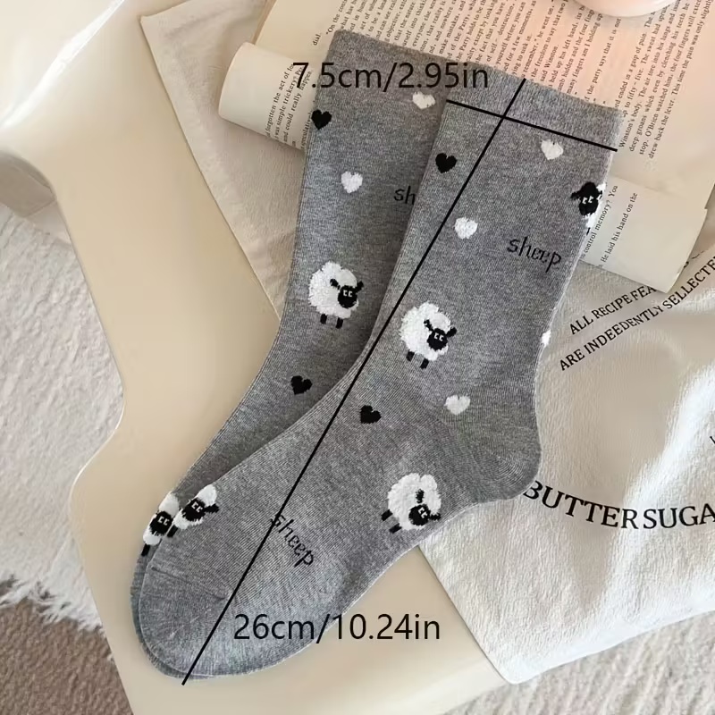 4 Pairs of Women's Winter Cartoon Animal Pattern Socks