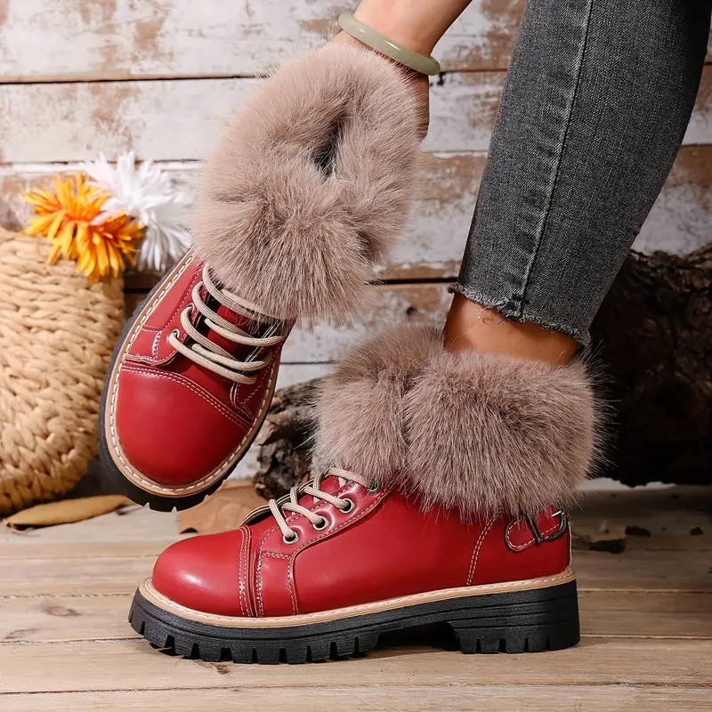 Women's Winter Lace-Up Closure Comfortable Ankle Boots